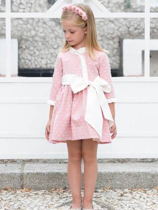 Vestido niña rosa plumeti villela  | Aiana Larocca