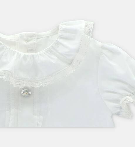 Blusa niña manga CORTA &amp; puntilla de Martin Aranda | Aiana Larocca