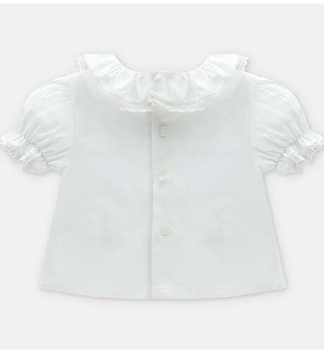 Blusa niña manga CORTA &amp; puntilla de Martin Aranda | Aiana Larocca