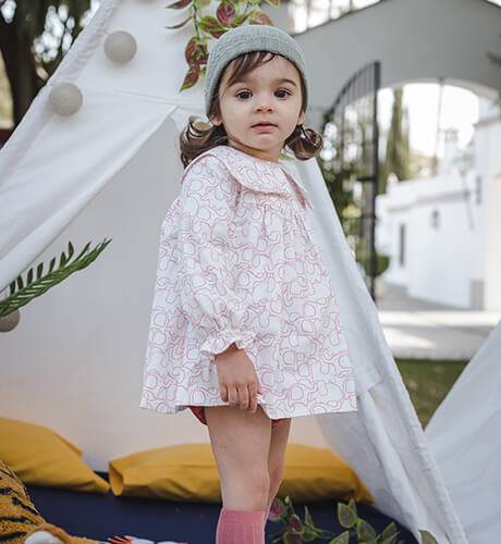 Vestido bebé estampado elefantes rosa de Cocote | Aiana Larocca