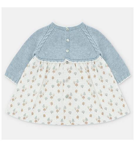 Vestido niña punto azul &amp; estampado arbolitos de Martin Aranda | Aiana Larocca