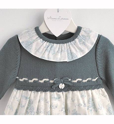 Vestido niña combinado punto verde de Martín Aranda | Aiana Larocca