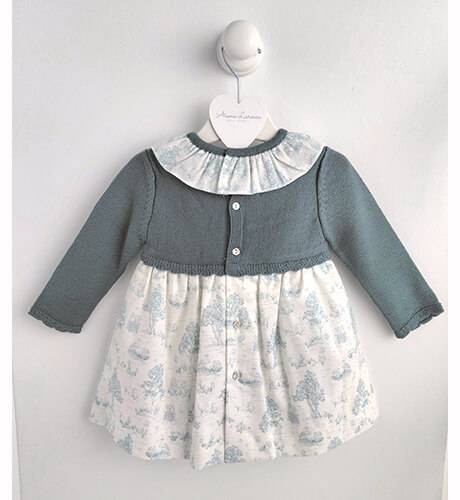 Vestido niña combinado punto verde de Martín Aranda | Aiana Larocca