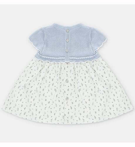 Vestido niña combinado punto azul  bordado de Martin Aranda | Aiana Larocca