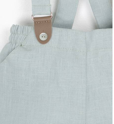 Pantalón tirantes niño lino verde agua | Aiana Larocca