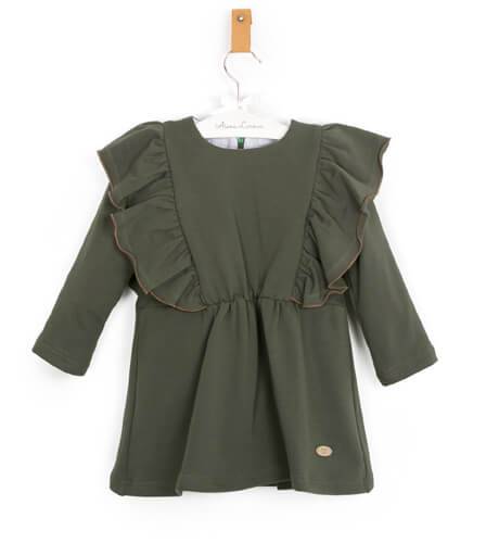 Vestido verde volantes laterales de Eve Children | Aiana Larocca