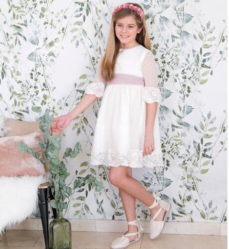 Vestido niña ceremonia tul plumeti bordado | Aiana Larocca