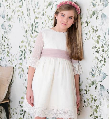 Vestido niña ceremonia tul plumeti bordado | Aiana Larocca