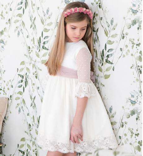 Vestido niña ceremonia tul plumeti bordado | Aiana Larocca