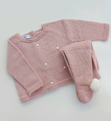 Conjunto bebé jersey y polaina ROSA de Micolino | Aiana Larocca