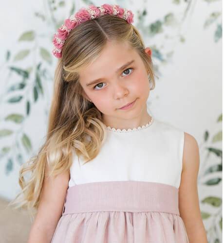 Vestido niña ceremonia rosa con tul  | Aiana Larocca