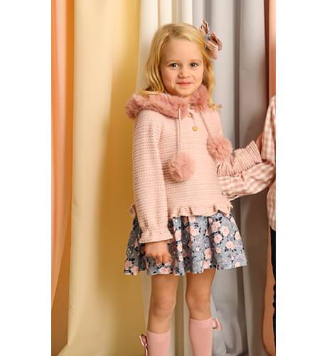 Vestido niña Manzaneda punto rosa &amp; estampado flores de Basmartí | Aiana Larocca
