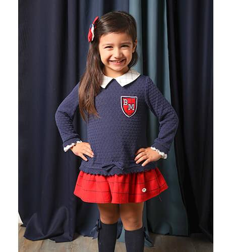 Vestido niña Formigal punto marino &amp; cuadros rojo de Basmartí | Aiana Larocca