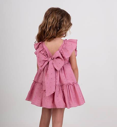 Vestido niña bordado rosa &amp; gran lazada de Nekenia | Aiana Larocca