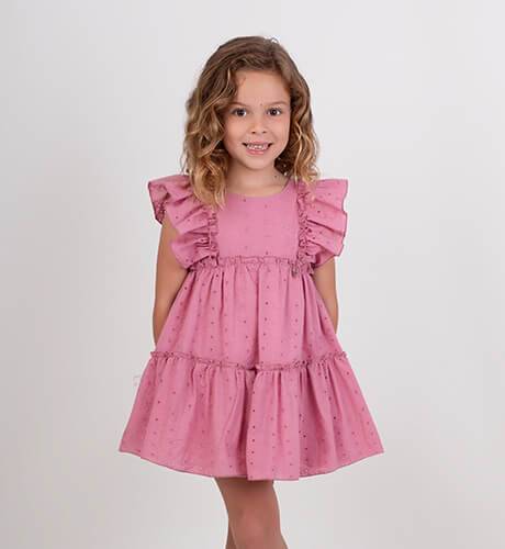 Vestido niña bordado rosa &amp; gran lazada de Nekenia | Aiana Larocca