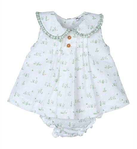 Jesusito niña plumeti conejitos &amp; cuello Peter Pan de Popys | Aiana Larocca