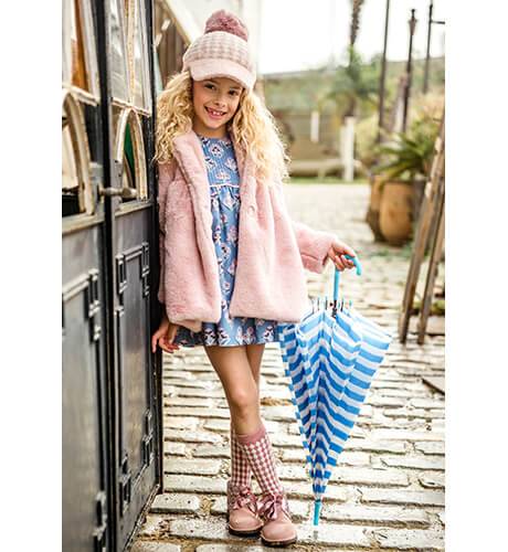 Vestido niña Jaipur estampado azul y rosa de Marta y Paula | Aiana Larocca