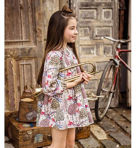 Vestido niña estampado buganvilla de Marta y Paula | Aiana Larocca