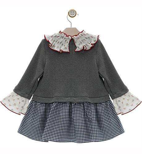 Vestido niña combinado punto gris de Yoedu | Aiana Larocca