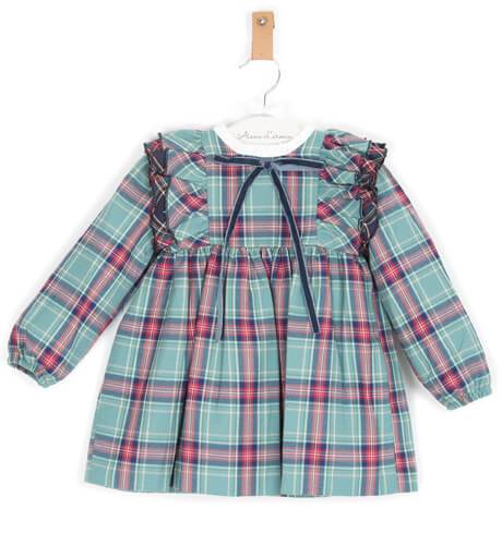 Vestido niña a cuadros verdes con volantes de Rochy | Aiana Larocca