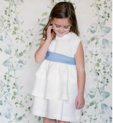 Vestido niña ceremonia lino volantes &amp; lazada  | Aiana Larocca
