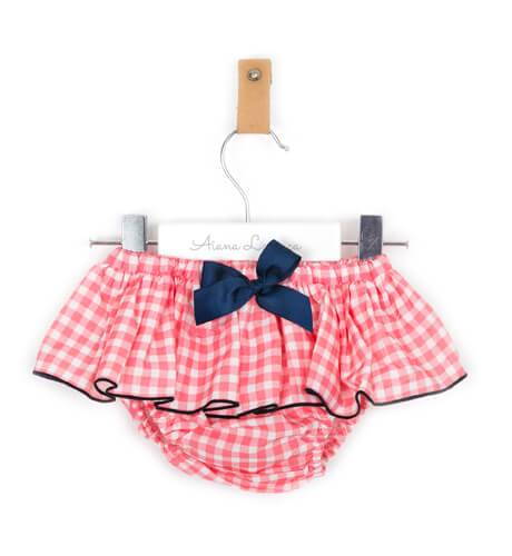 Conjunto bebé camiseta y braguita vichy rosa de Mon Petit Bonbón | Aiana Larocca