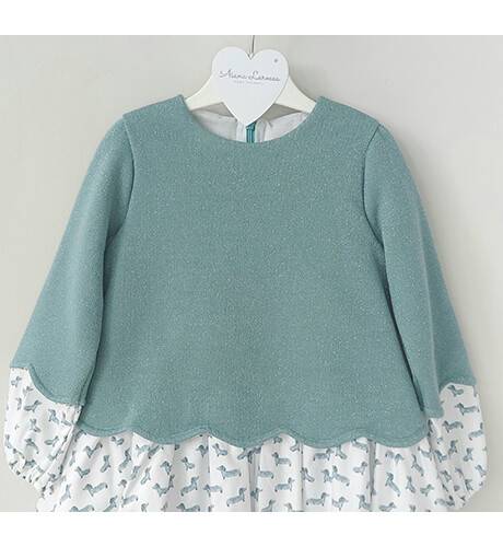Vestido niña ondas perritos &amp; punto verde de Blanca Valiente | Aiana Larocca