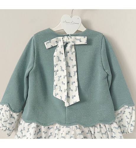 Vestido niña ondas perritos &amp; punto verde de Blanca Valiente | Aiana Larocca