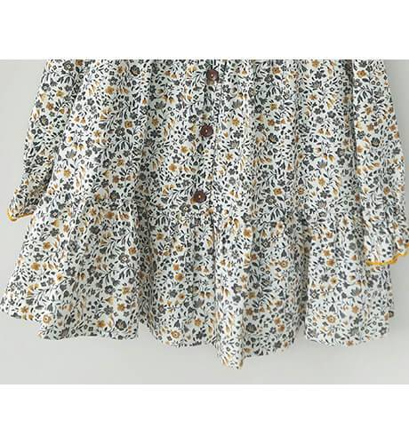 Vestido niña estampado flores mostaza de Blanca Valiente | Aiana Larocca