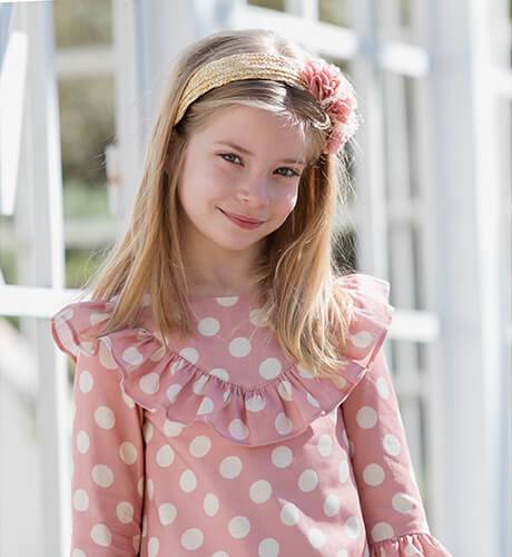 Vestido niña rosa lunares &amp; manga francesa | Aiana Larocca