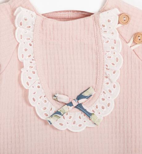 Conjunto niña sudadera rosa y faldita estampado floral de Valentina Bebés | Aiana Larocca