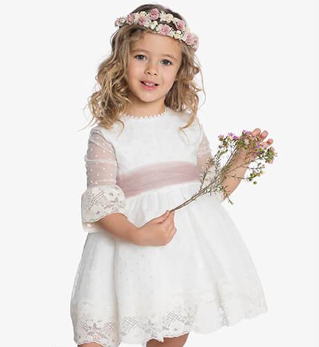 Vestido niña ceremonia tul plumeti bordado | Aiana Larocca