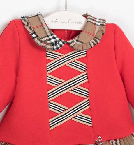 Conjunto niña sudadera roja y braguita tartán de Nekenia | Aiana Larocca