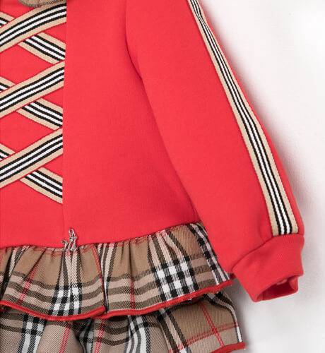 Conjunto niña sudadera roja y braguita tartán de Nekenia | Aiana Larocca