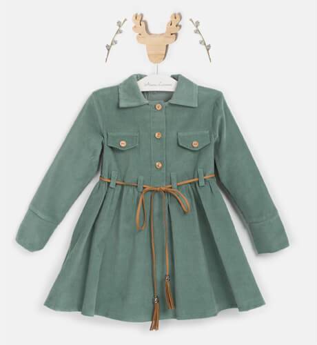 Vestido niña pana verde de Coco Acqua | Aiana Larocca