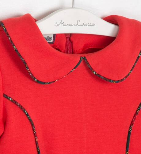 Vestido niña cuerpo rojo y falda cuadros escoceses rojo y verde de Nekenia | Aiana Larocca