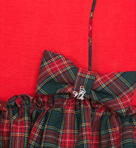 Vestido niña cuerpo rojo y falda cuadros escoceses rojo y verde de Nekenia | Aiana Larocca