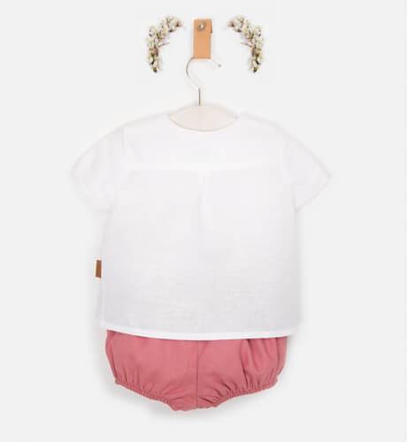Conjunto niño camisa blanca &amp; bombacho rosa de Cocote | Aiana Larocca