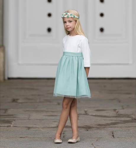 Vestido niña ceremonia Roma &amp; tul verde | Aiana Larocca