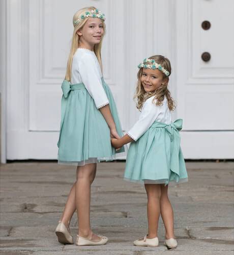 Vestido niña ceremonia Roma &amp; tul verde | Aiana Larocca