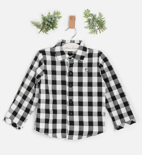 Camisa niño cuadros negros de Eve Children | Aiana Larocca
