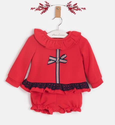 Conjunto niña sudadera y pololo felpa roja de Nekenia | Aiana Larocca