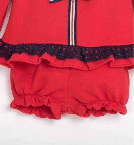 Conjunto niña sudadera y pololo felpa roja de Nekenia | Aiana Larocca