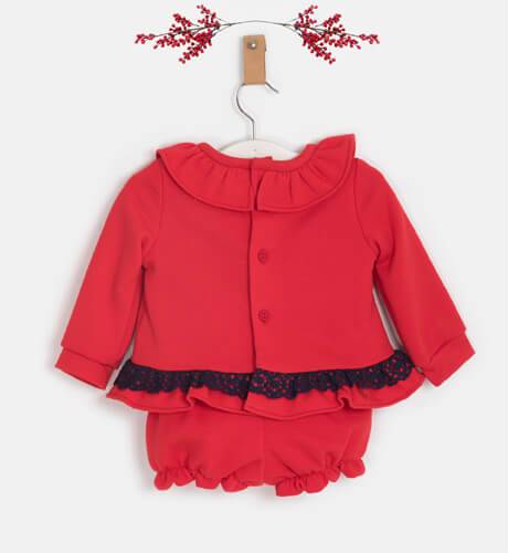 Conjunto niña sudadera y pololo felpa roja de Nekenia | Aiana Larocca