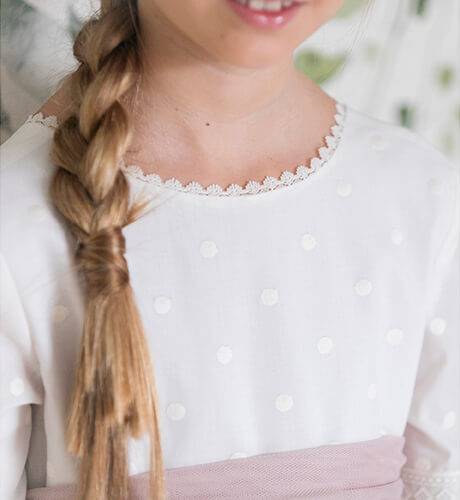 Vestido niña Comunión lunares bordados | Aiana Larocca