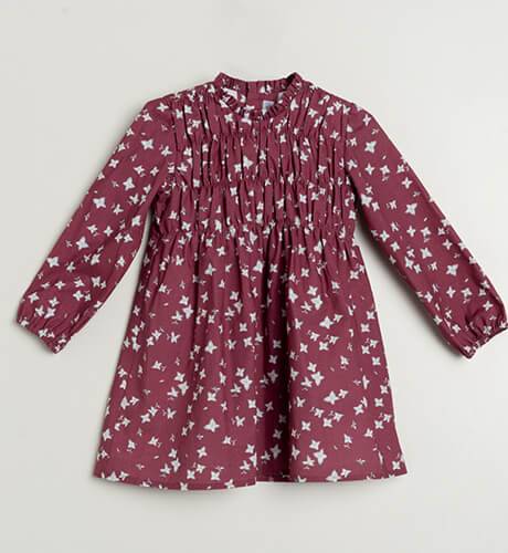 Vestido niña granate florecitas &amp; engomado de Ancar | Aiana Larocca