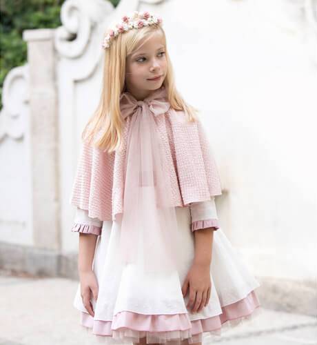 Vestido Bella volantitos rosa y falda vuelo  | Aiana Larocca