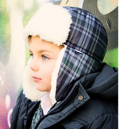 Gorro piloto de niño cuadros tonos verde | Aiana Larocca