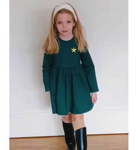 Vestido verde estrella dorada de Mon Petit Bonbon | Aiana Larocca