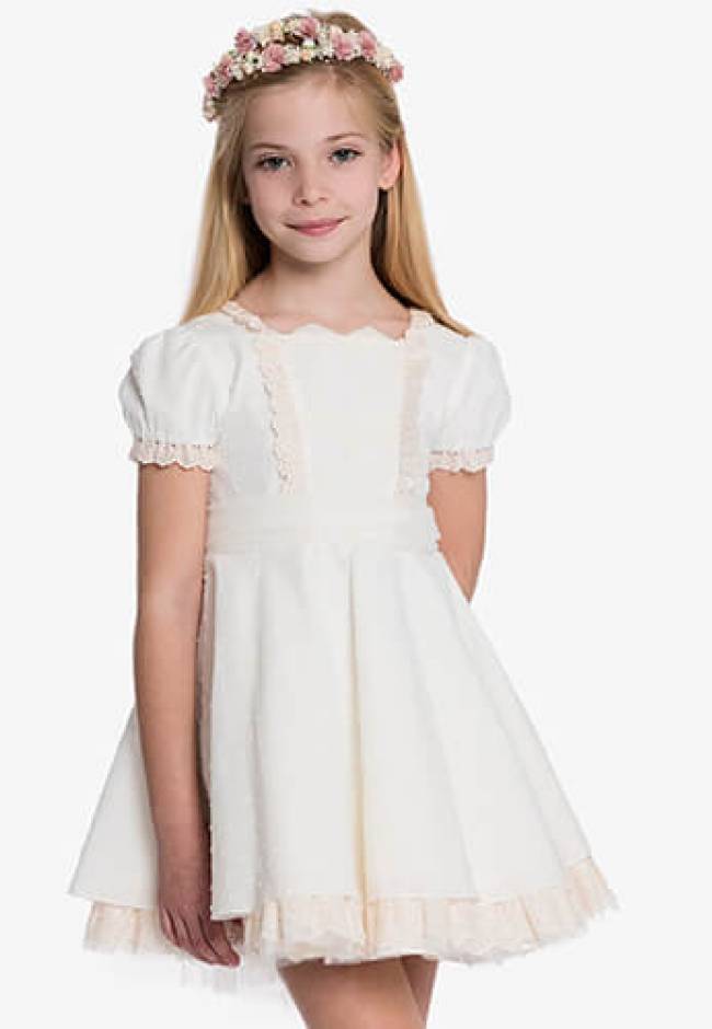 Vestido ceremonia niña Elisa con tul bordado | Aiana Larocca